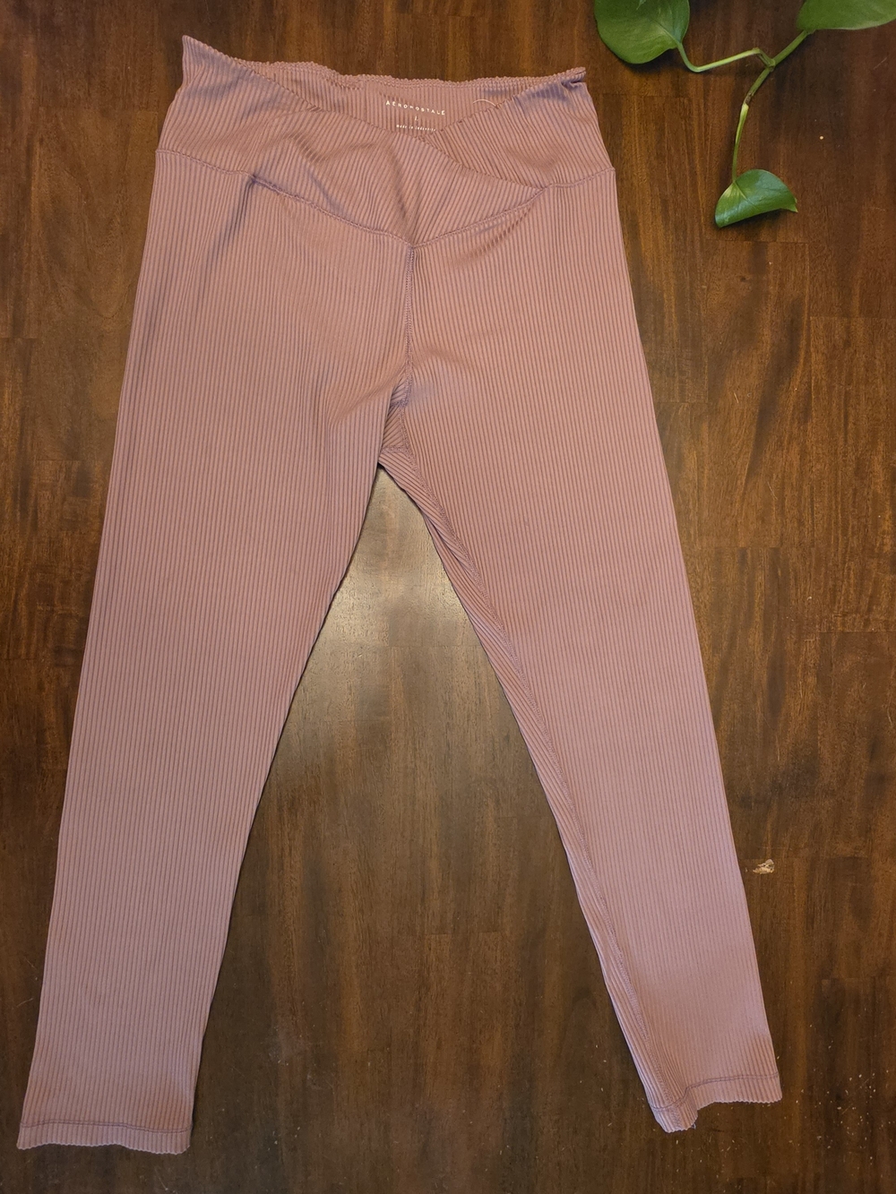 Aeropostale Ribbed Leggings - Mauve Pink
